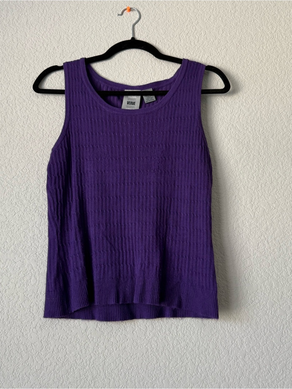 Sleeveless Ribbed Knit Tank - Purple